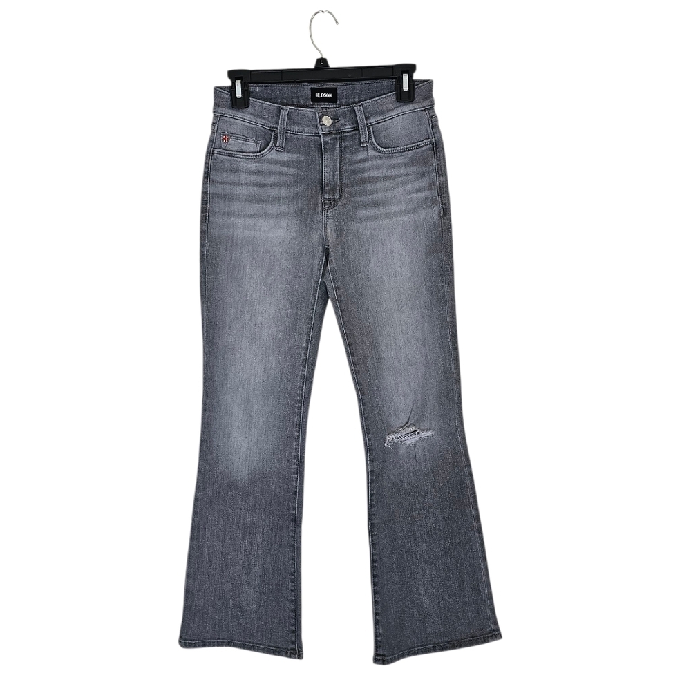Hudson Jeans Natalie Midrise Bootcut Crop Flare Distressed Gray Jeans 25 NWT
